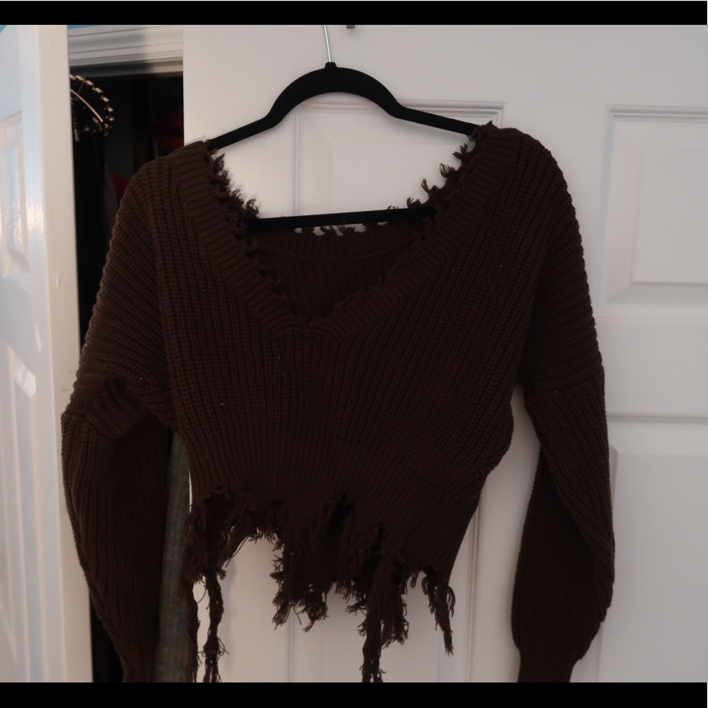 Army green cropped sweater